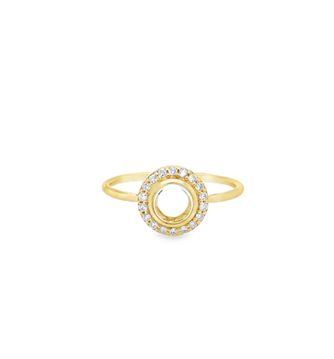 14KT YELLOW GOLD CLEAR QUARTZ RING WITH DIAMONDS