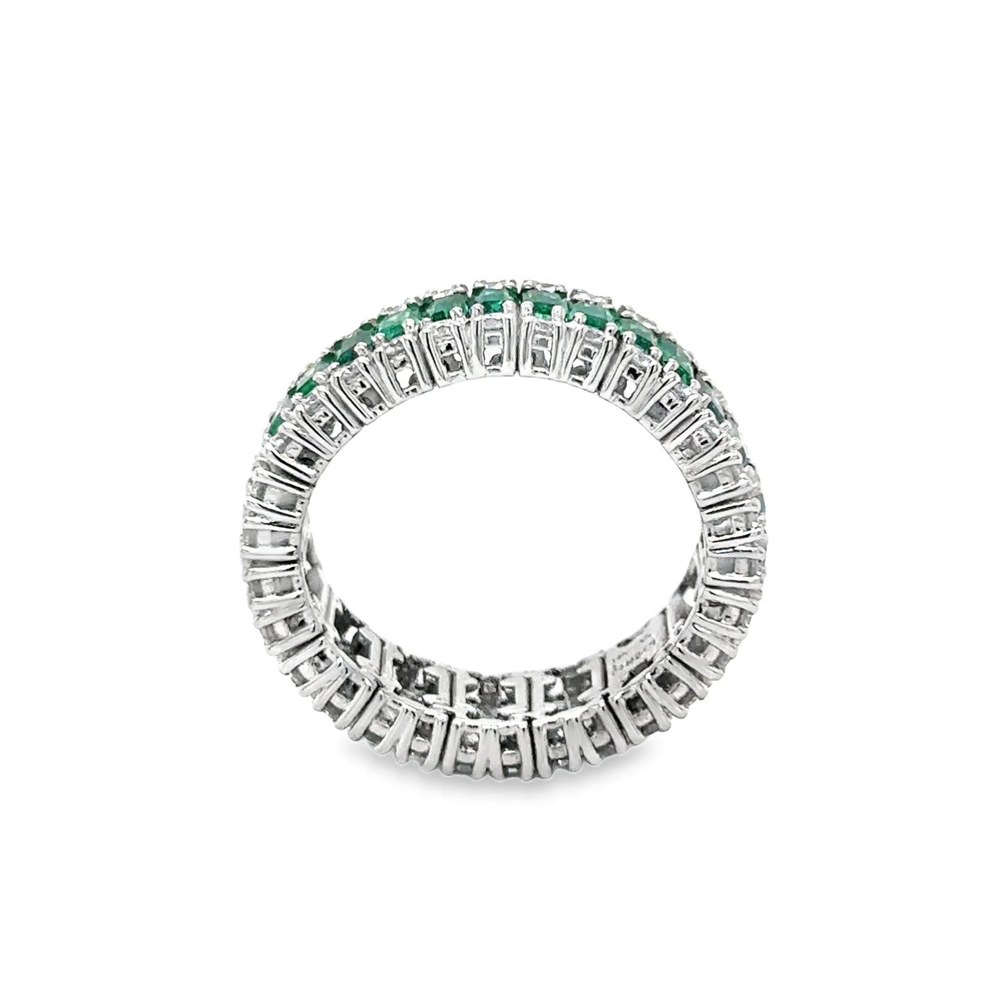 14KT YELLOW GOLD EMERALD AND DIAMONDS FLEXIBLE RING