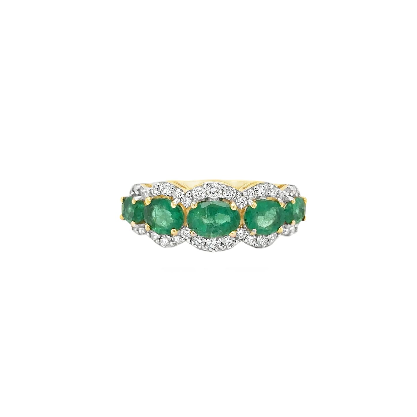 14KT YELLOW GOLD EMERALD AND DIAMONDS RING