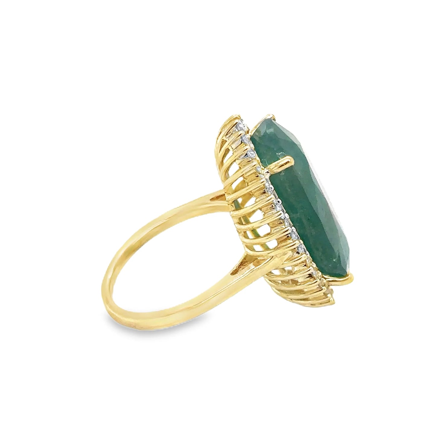 14KT YELLOW GOLD EMERALD AND DIAMONDS RING