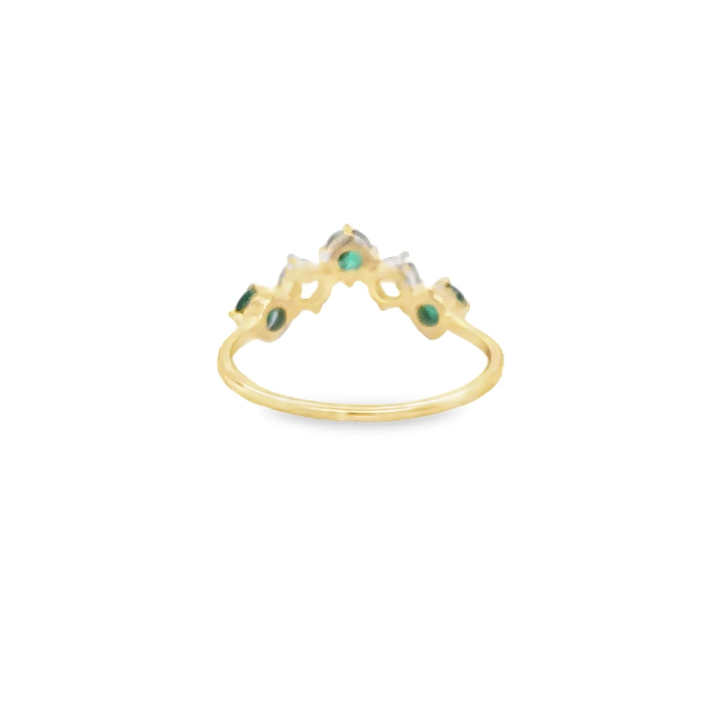 14KT YELLOW GOLD EMERALD AND DIAMONDS RING