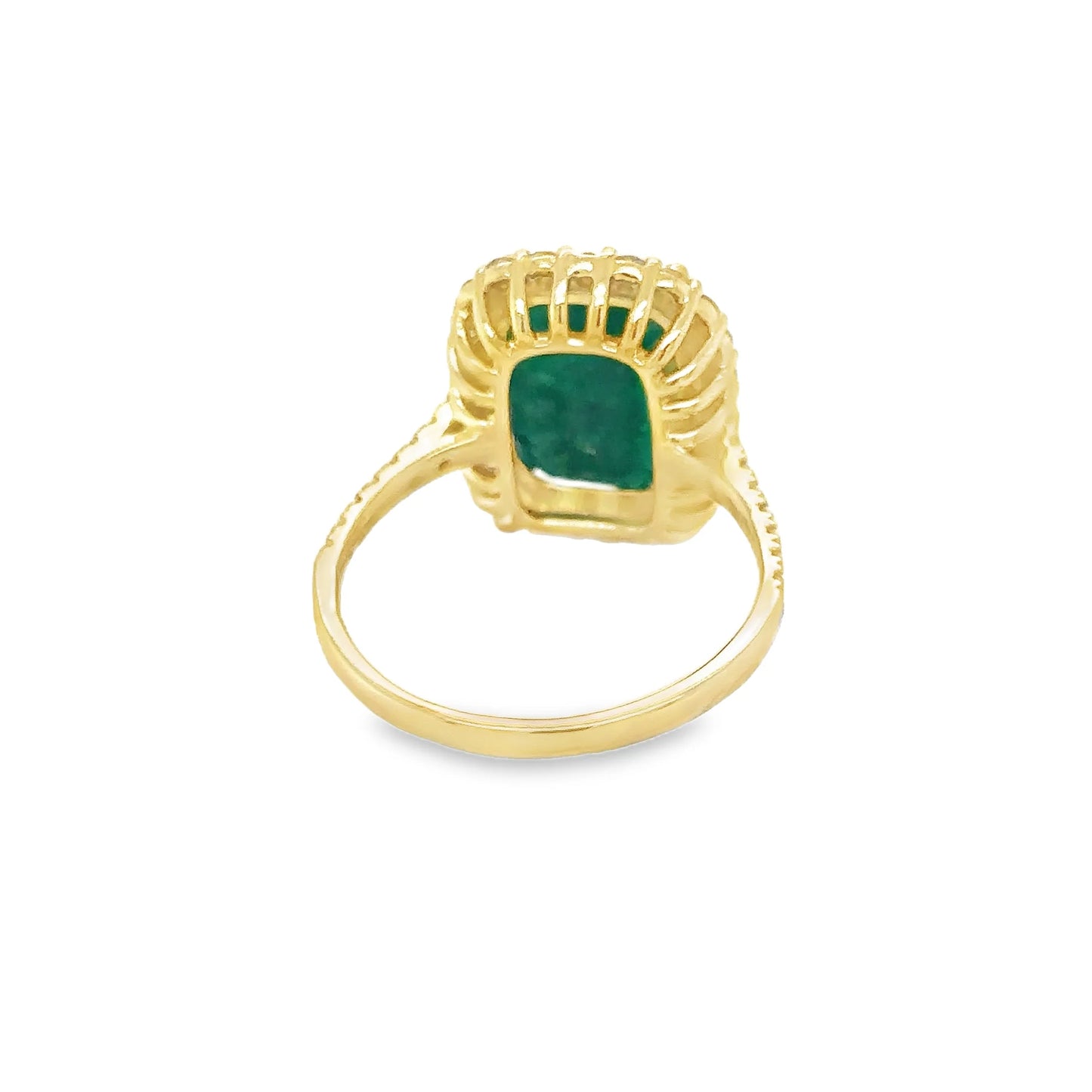 14KT YELLOW GOLD EMERALD AND DIAMONDS RING