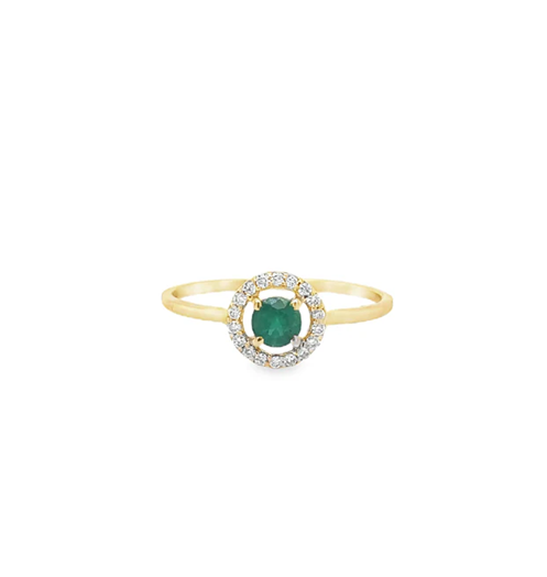 14KT YELLOW GOLD EMERALD AND DIAMONDS RING