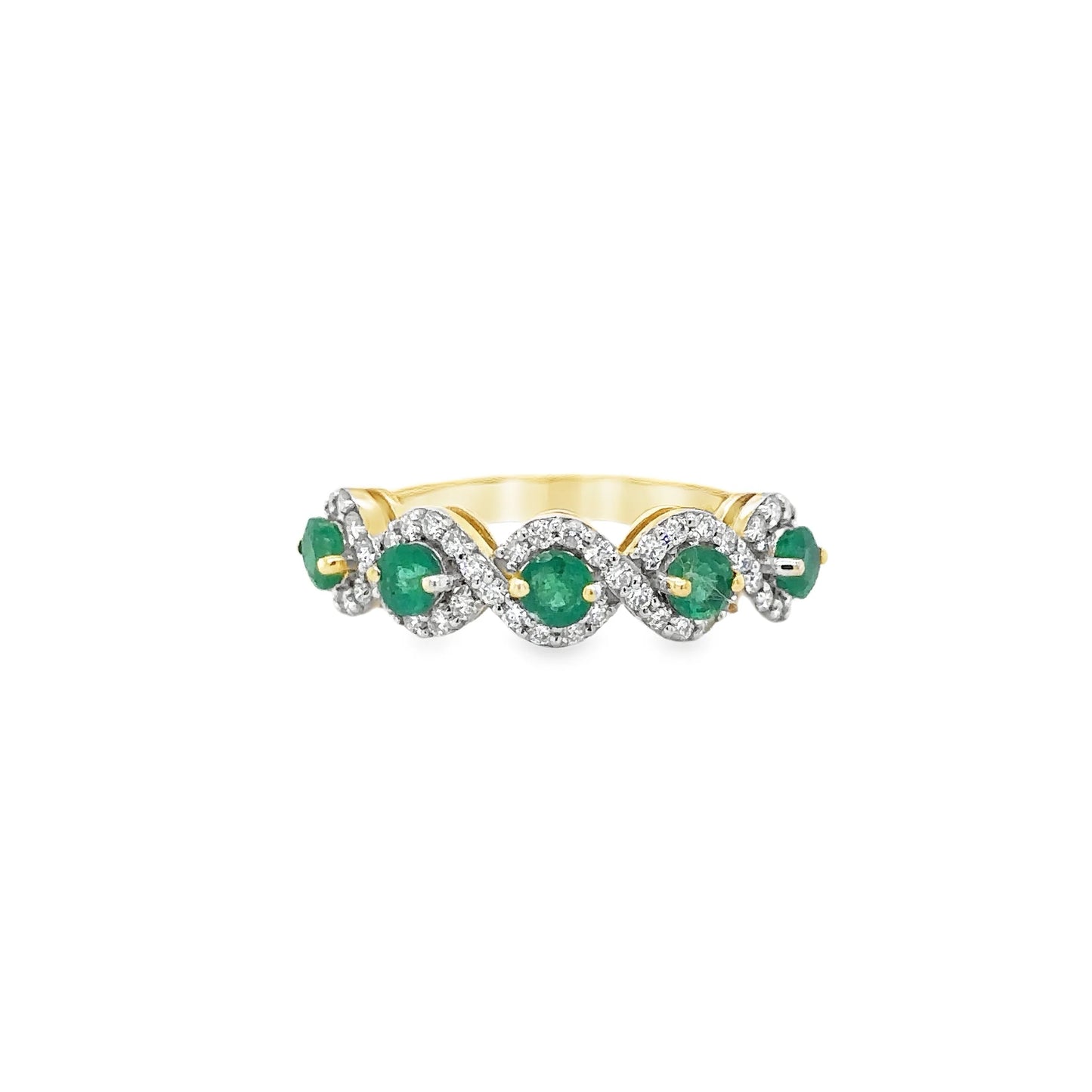 14KT YELLOW GOLD EMERALD AND DIAMONDS RING