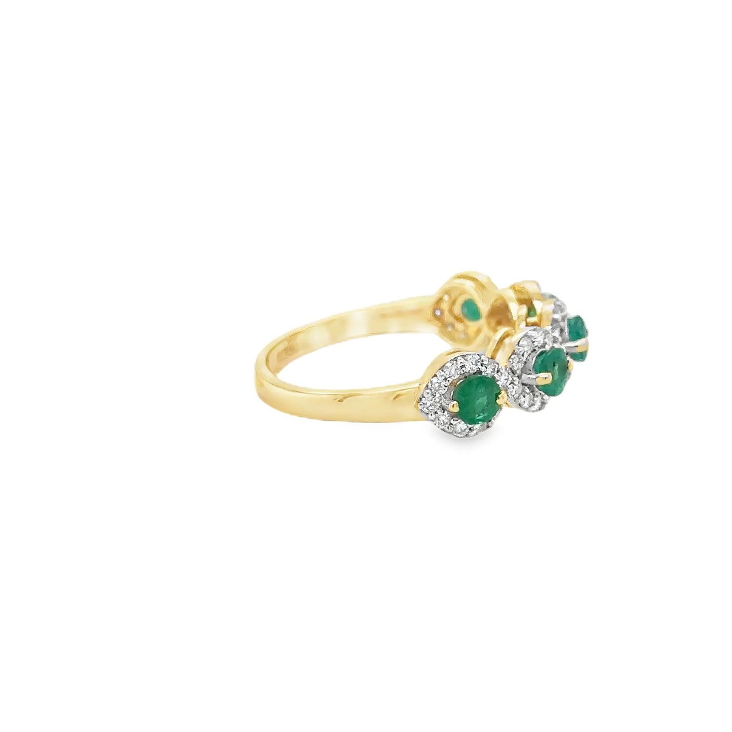 14KT YELLOW GOLD EMERALD AND DIAMONDS RING