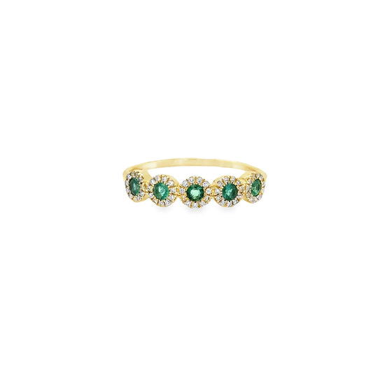 14KT YELLOW GOLD EMERALD AND DIAMONDS RING