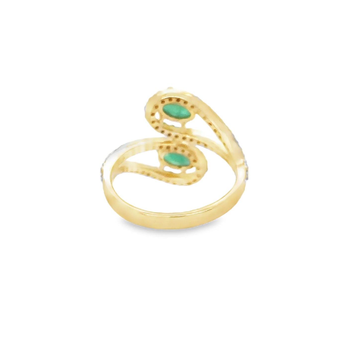14KT YELLOW GOLD EMERALD AND DIAMONDS RING