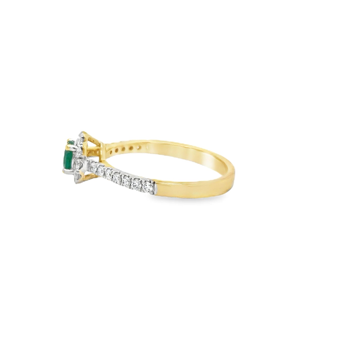 14KT YELLOW GOLD EMERALD AND DIAMONDS RING