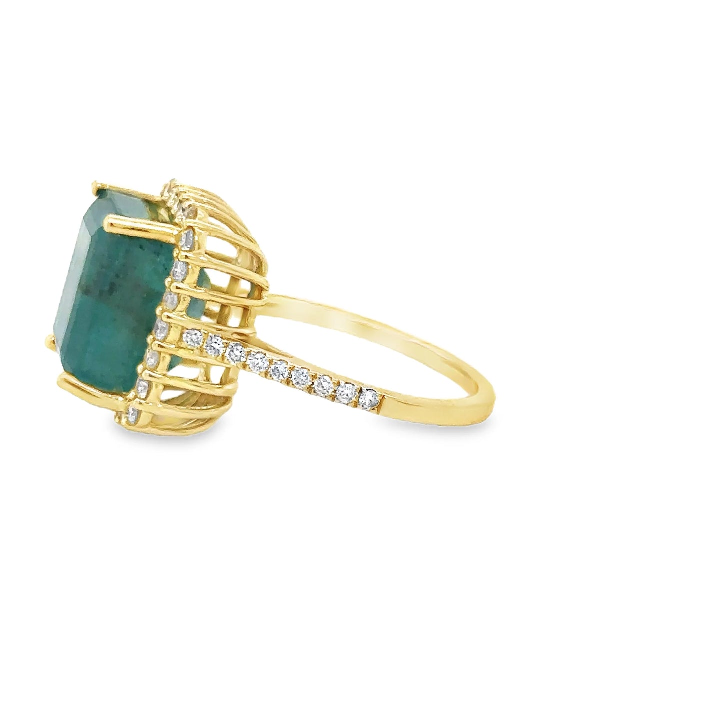 14KT YELLOW GOLD EMERALD AND DIAMONDS RING
