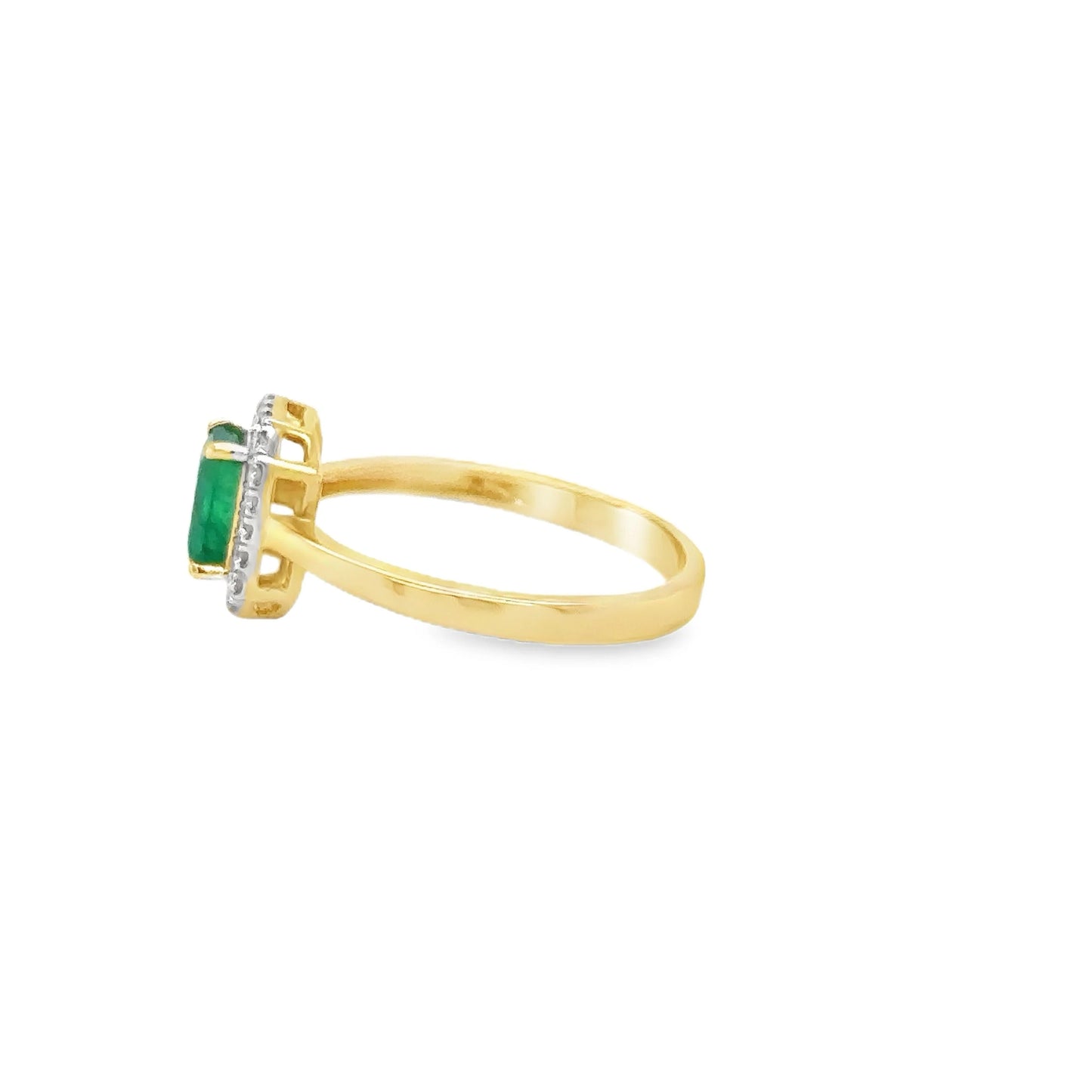 14KT YELLOW GOLD EMERALD AND DIAMONDS RING
