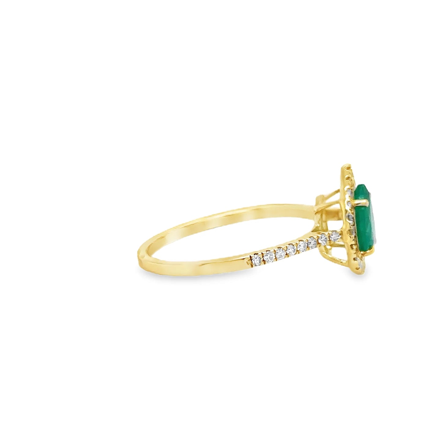14KT YELLOW GOLD EMERALD AND DIAMONDS RING