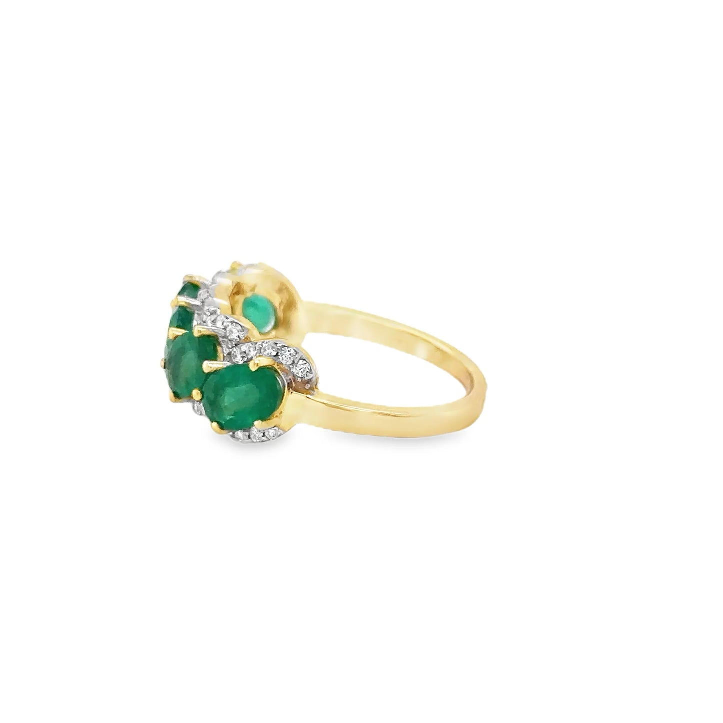 14KT YELLOW GOLD EMERALD AND DIAMONDS RING