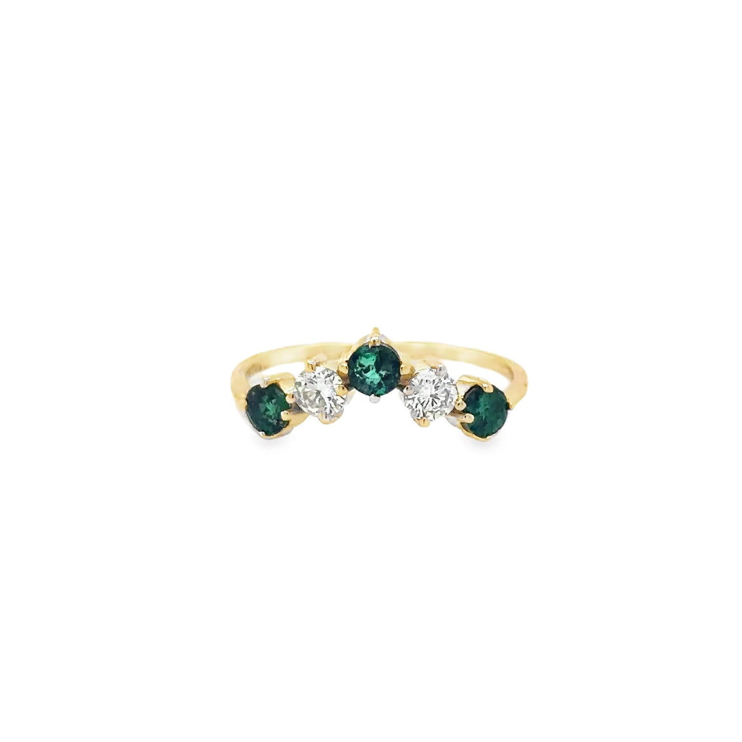 14KT YELLOW GOLD EMERALD AND DIAMONDS RING