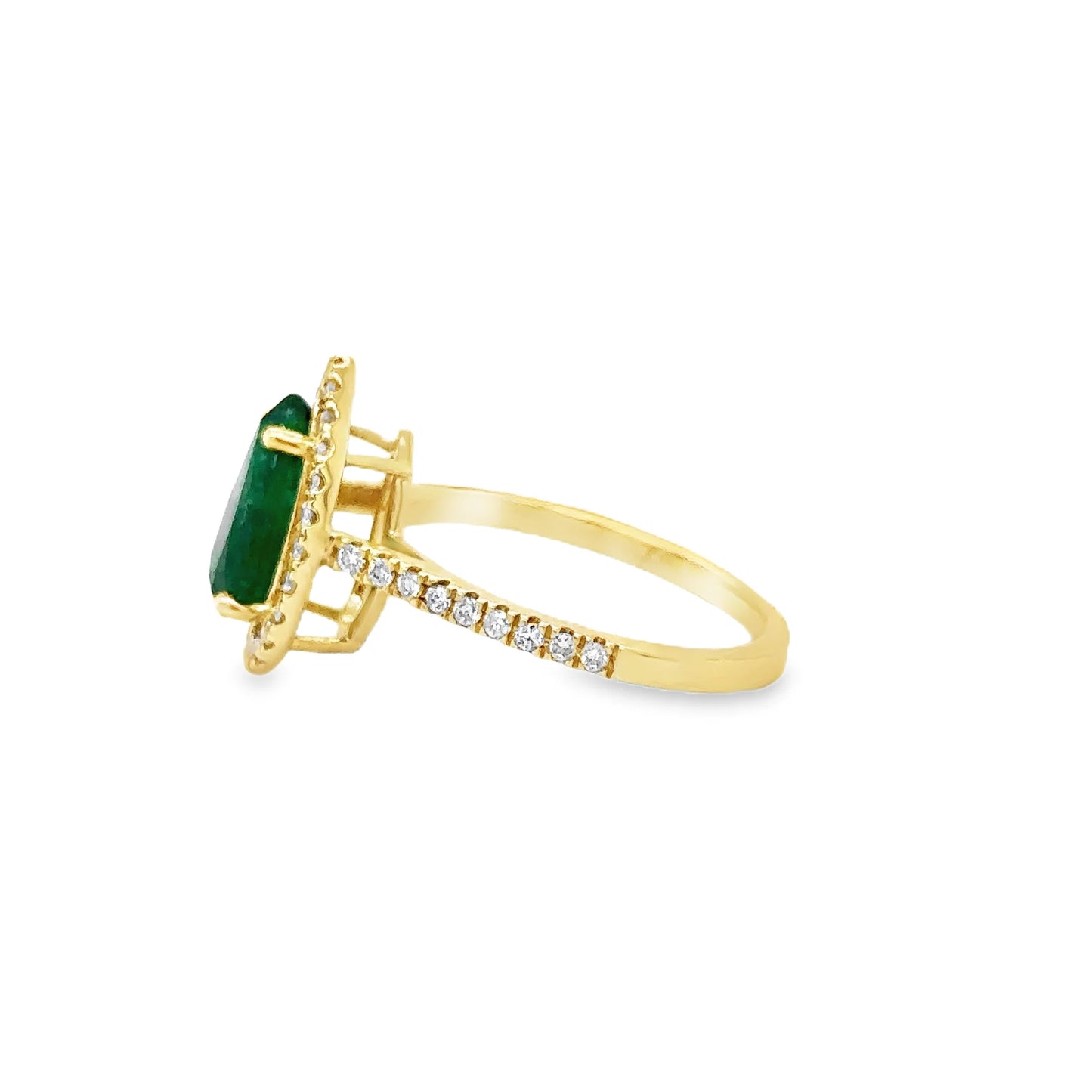 14KT YELLOW GOLD EMERALD AND DIAMONDS RING