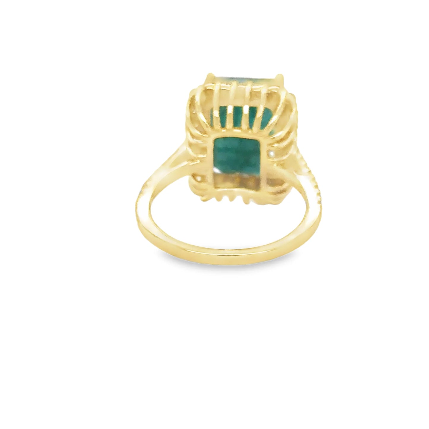 14KT YELLOW GOLD EMERALD AND DIAMONDS RING
