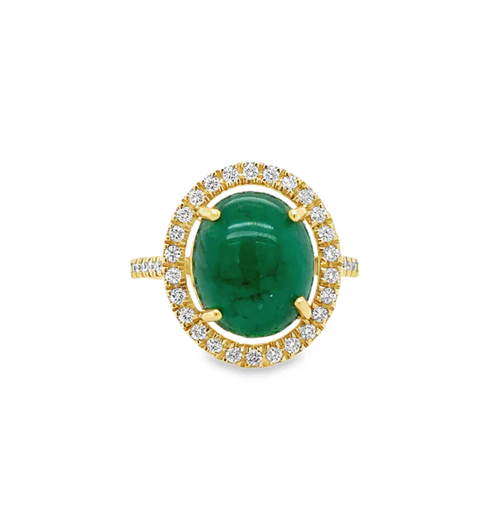 14KT YELLOW GOLD EMERALD AND DIAMONDS RING