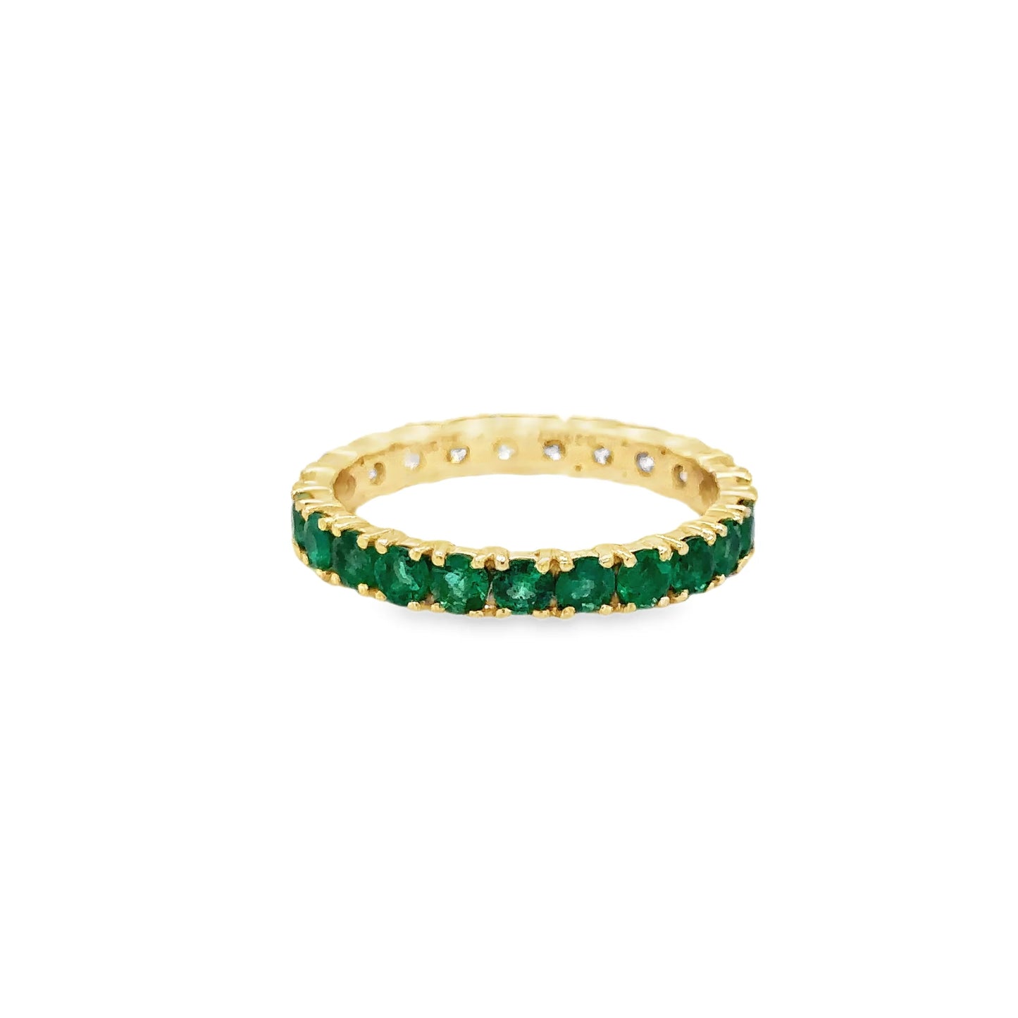 14KT YELLOW GOLD EMERALD AND DIAMONDS RING