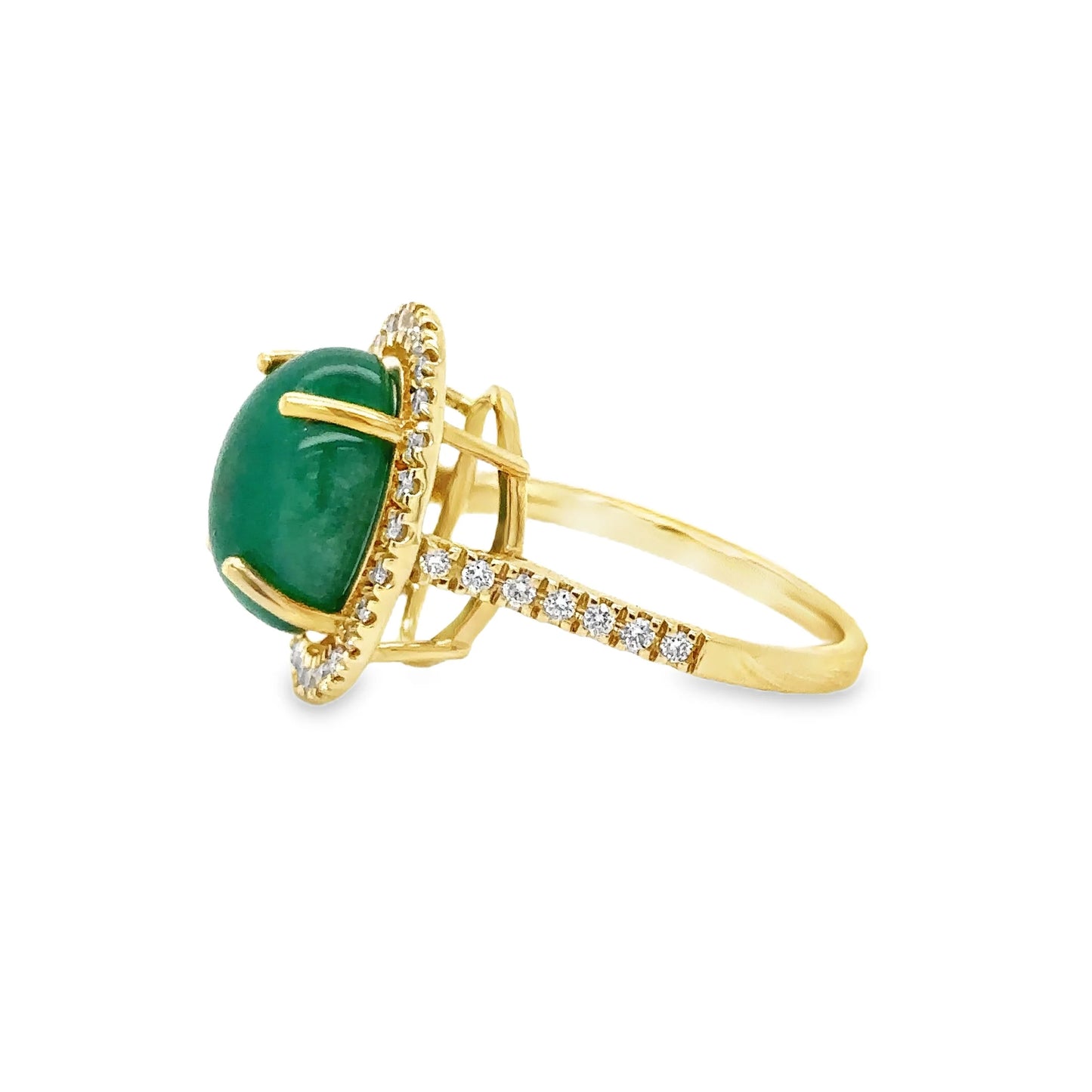 14KT YELLOW GOLD EMERALD AND DIAMONDS RING