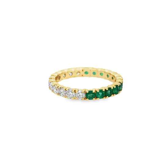14KT YELLOW GOLD EMERALD AND DIAMONDS RING