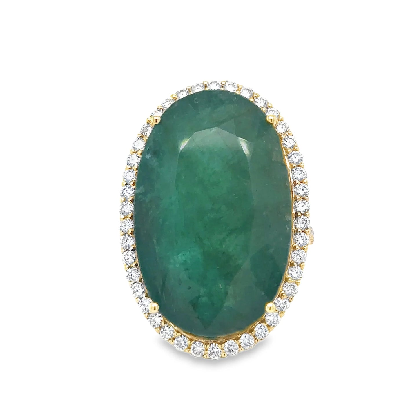 14KT YELLOW GOLD EMERALD AND DIAMONDS RING