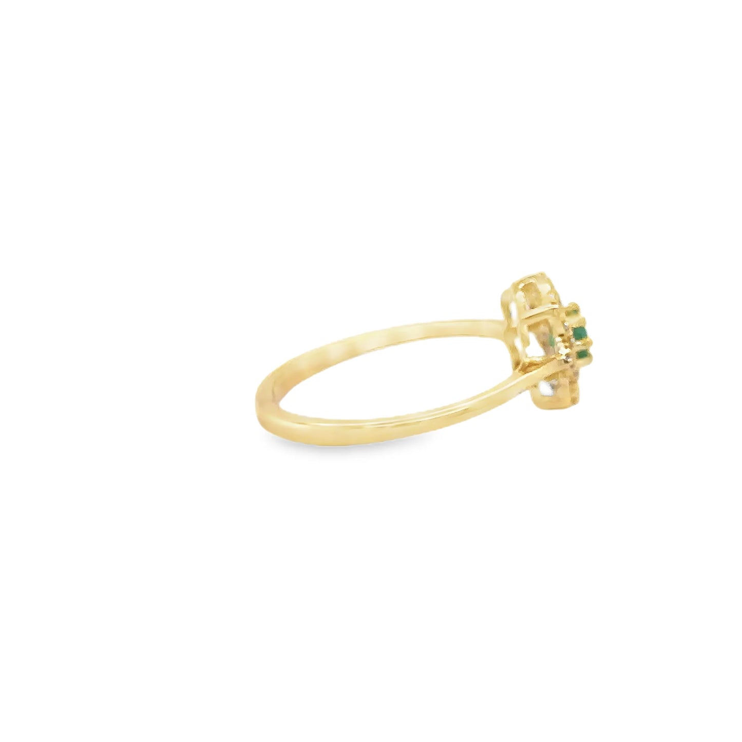 14KT YELLOW GOLD EMERALD AND DIAMONDS RING