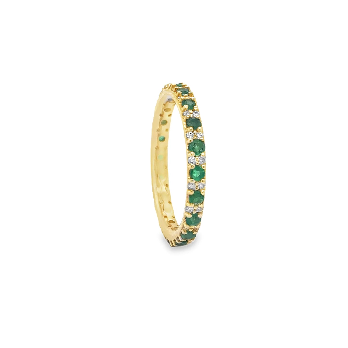14KT YELLOW GOLD EMERALD AND DIAMONDS RING