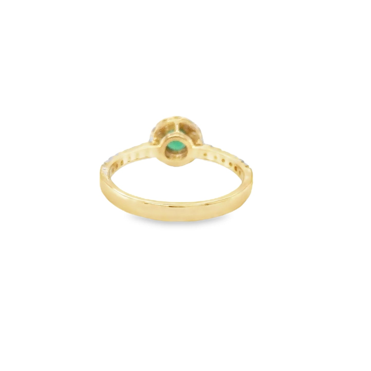 14KT YELLOW GOLD EMERALD AND DIAMONDS RING