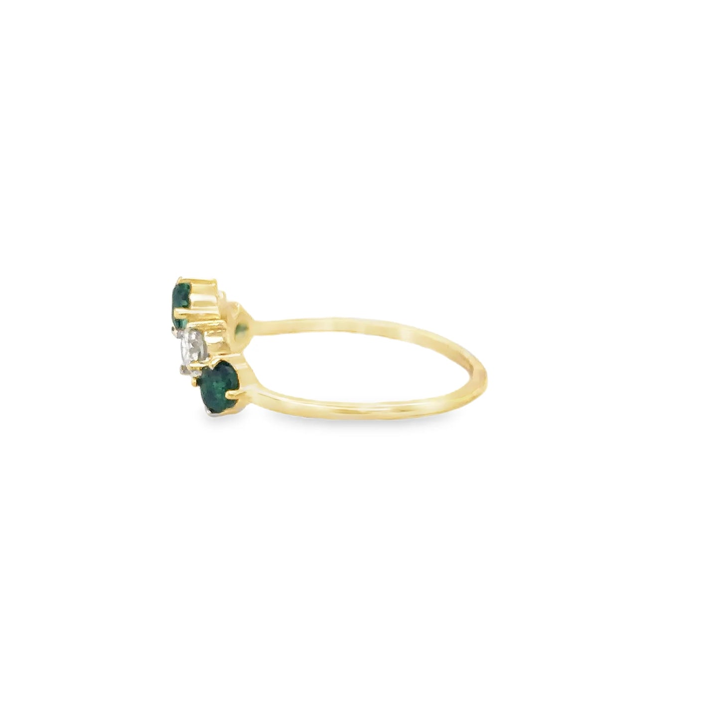 14KT YELLOW GOLD EMERALD AND DIAMONDS RING