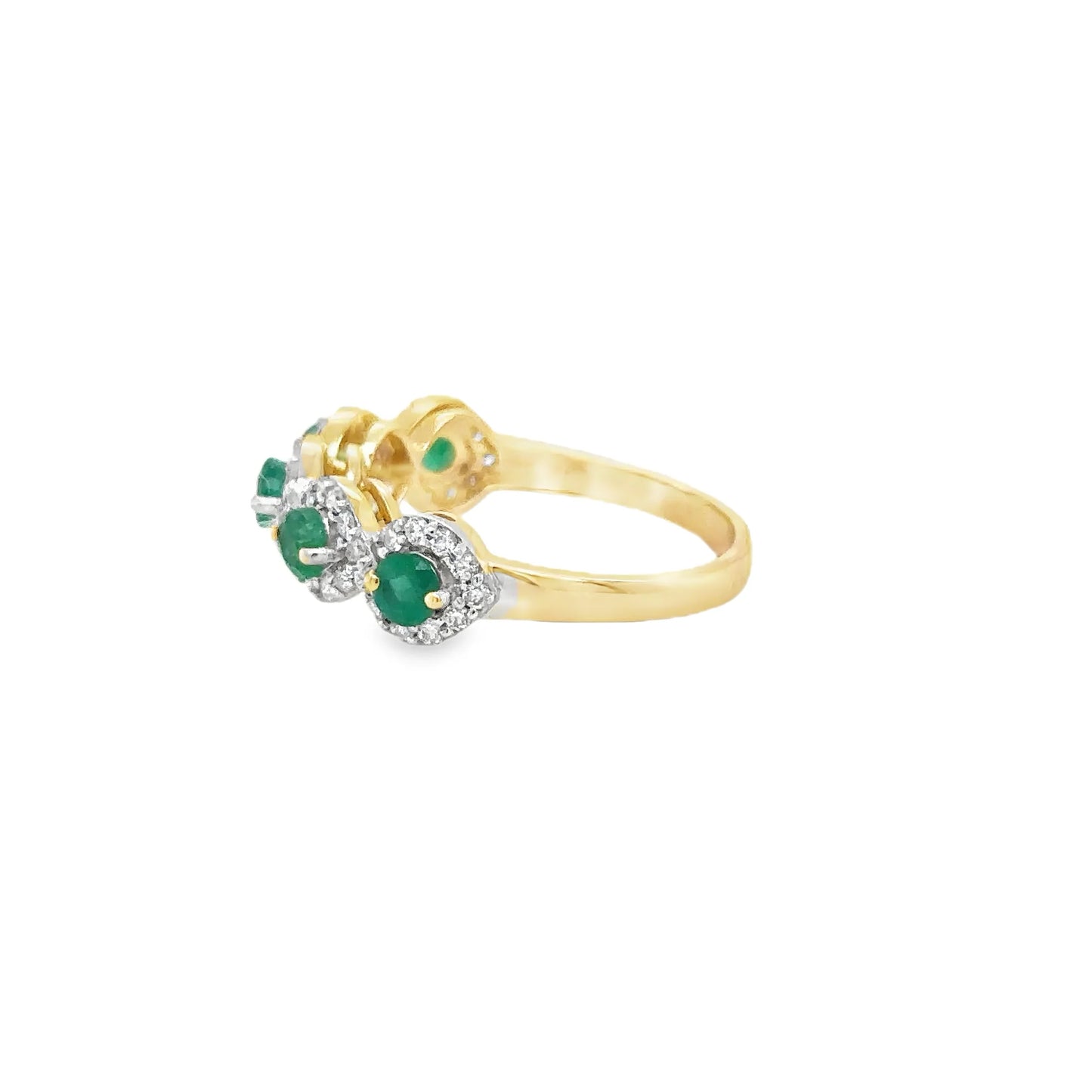 14KT YELLOW GOLD EMERALD AND DIAMONDS RING