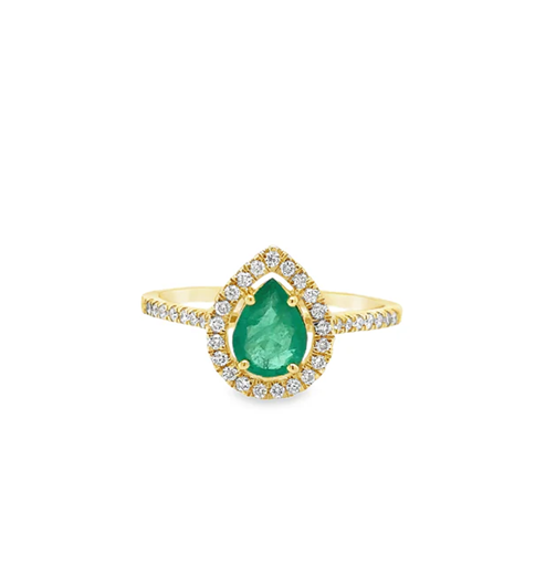 14KT YELLOW GOLD EMERALD AND DIAMONDS RING