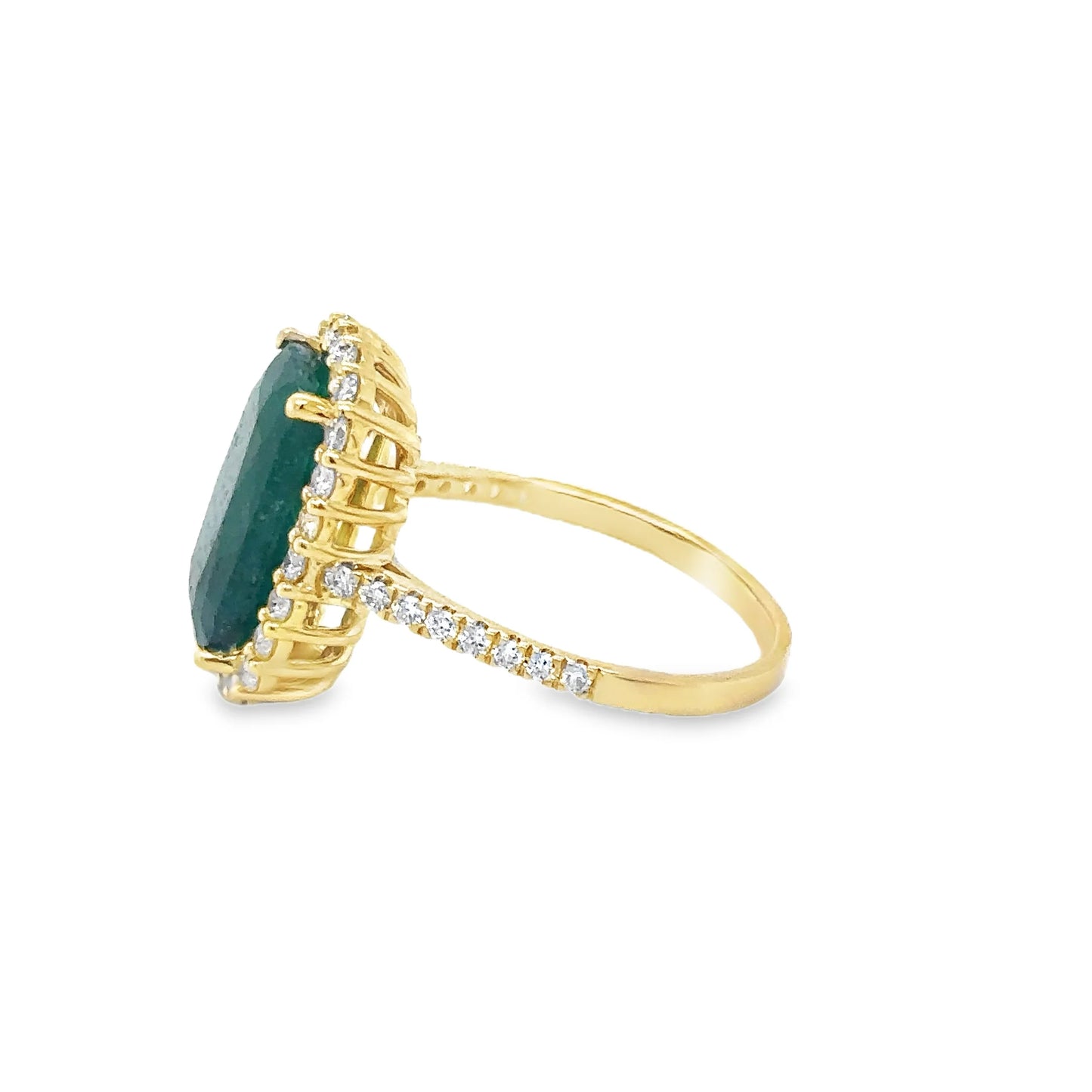 14KT YELLOW GOLD EMERALD AND DIAMONDS RING