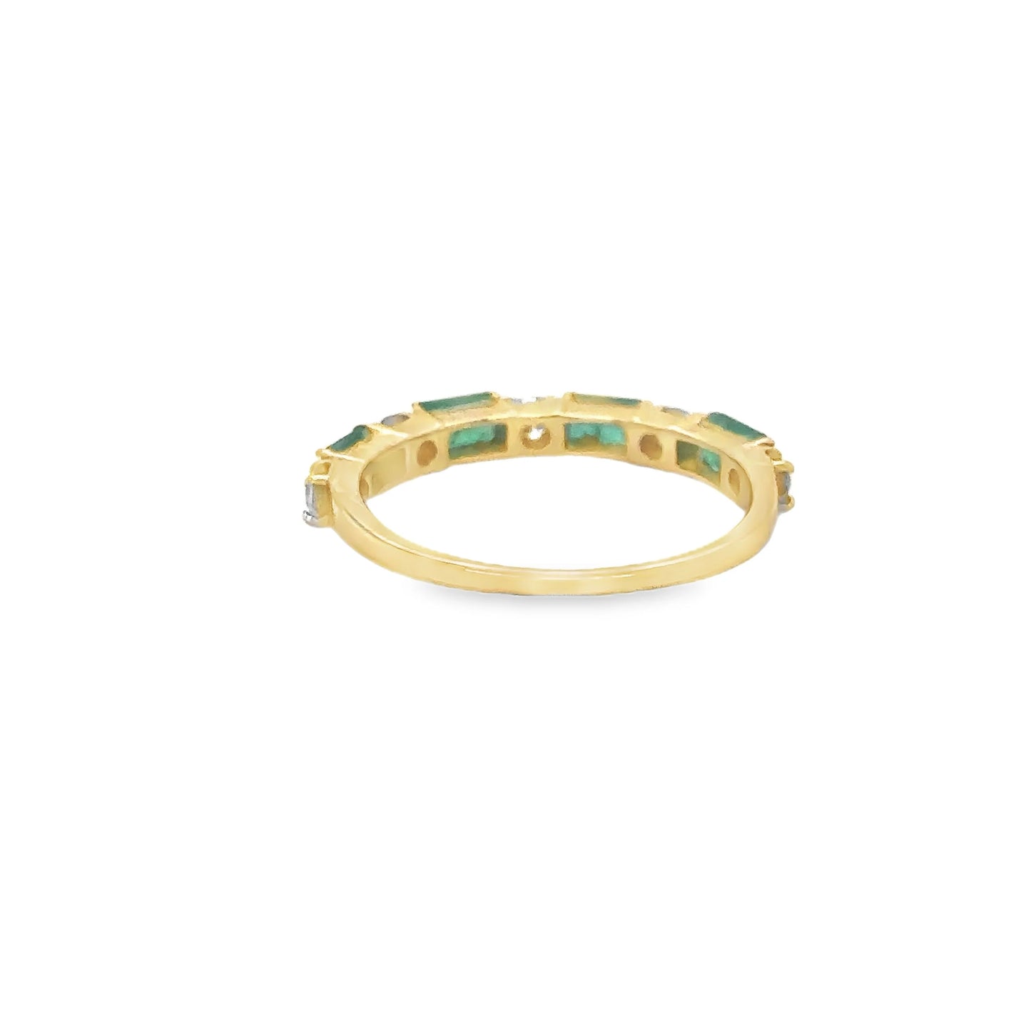 14KT YELLOW GOLD EMERALD AND DIAMONDS RING