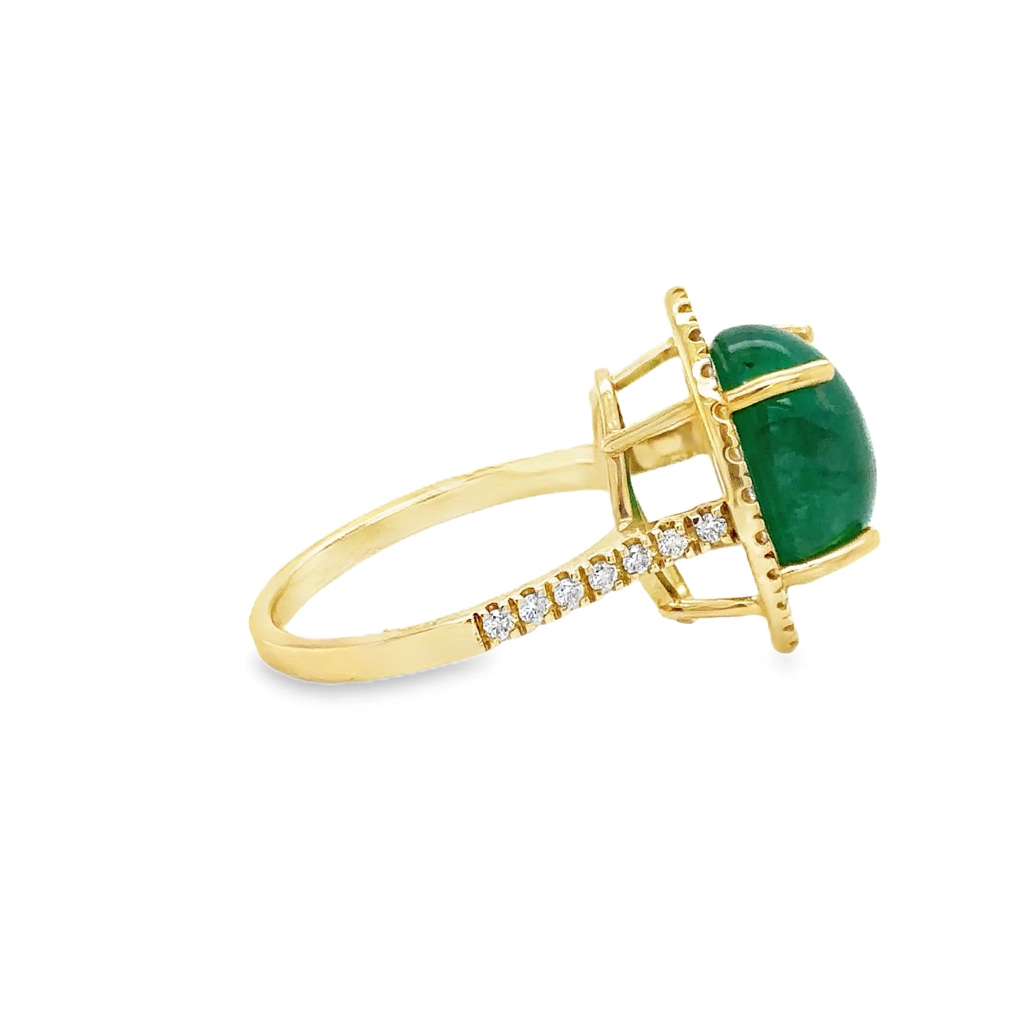 14KT YELLOW GOLD EMERALD AND DIAMONDS RING