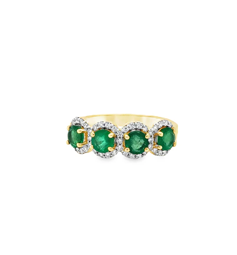 14KT YELLOW GOLD EMERALD AND DIAMONDS RING