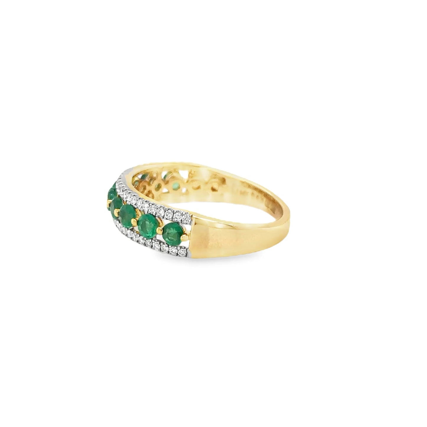 14KT YELLOW GOLD EMERALD AND DIAMONDS RING