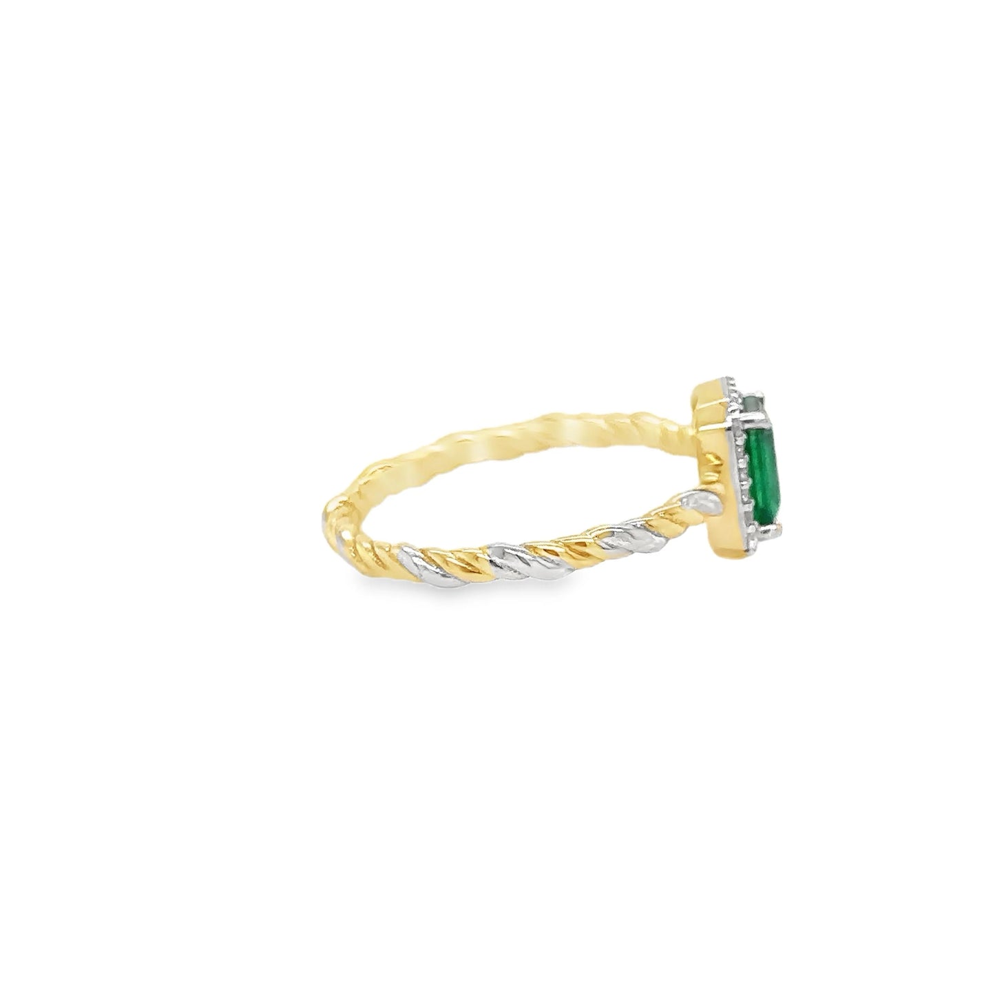 14KT YELLOW GOLD EMERALD AND DIAMONDS RING