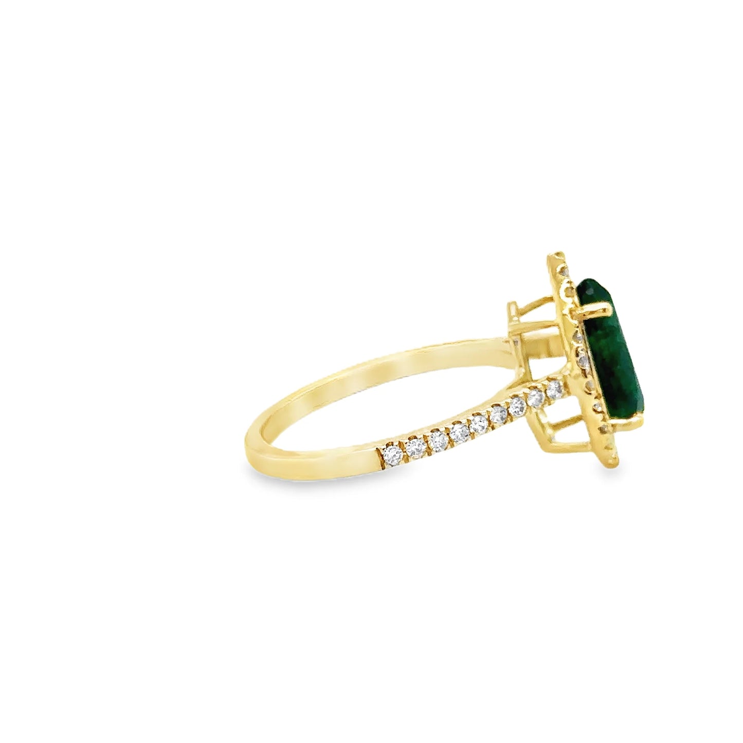 14KT YELLOW GOLD EMERALD AND DIAMONDS RING