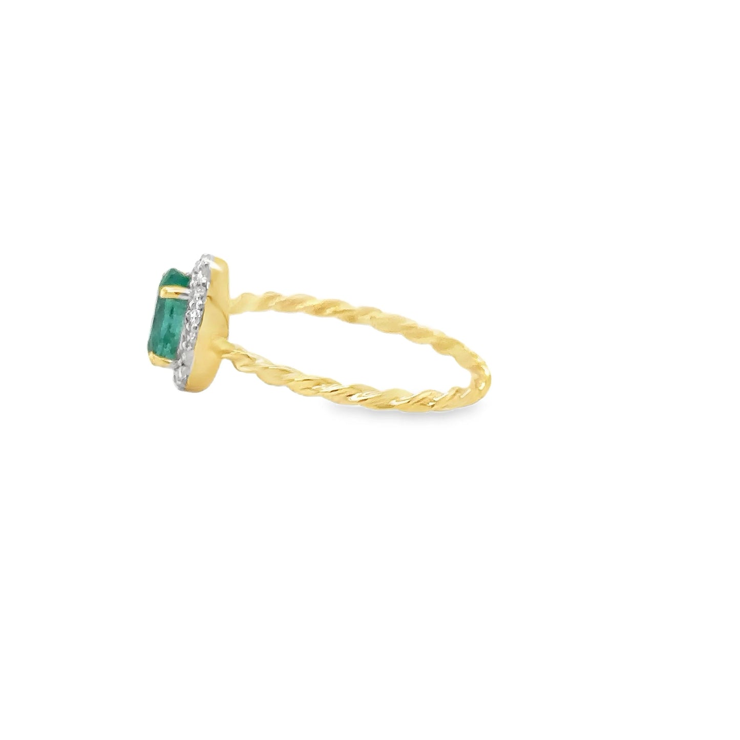 14KT YELLOW GOLD EMERALD AND DIAMONDS RING