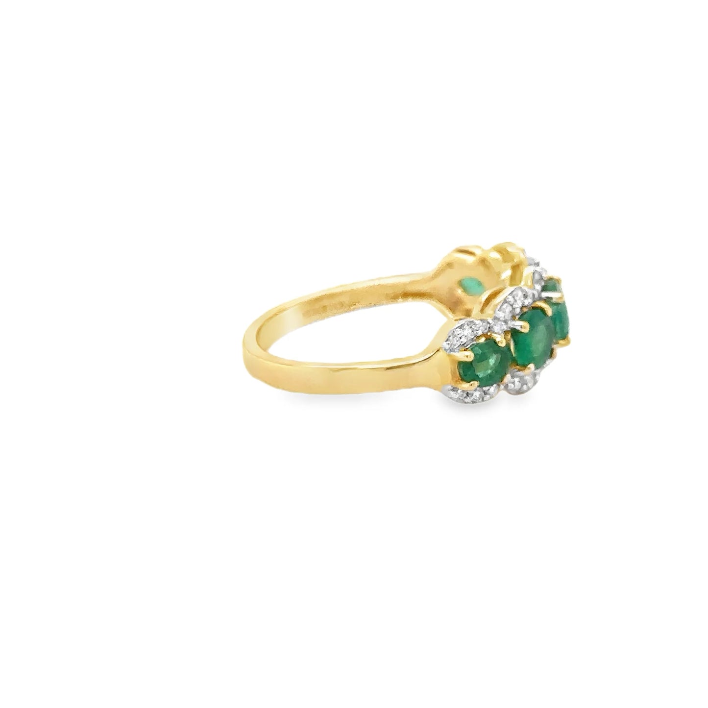 14KT YELLOW GOLD EMERALD AND DIAMONDS RING