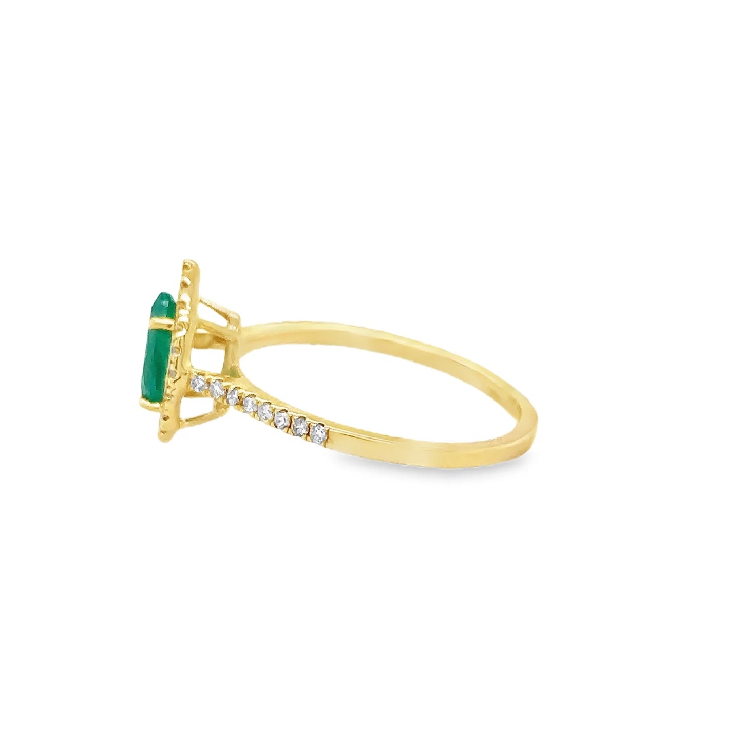 14KT YELLOW GOLD EMERALD AND DIAMONDS RING