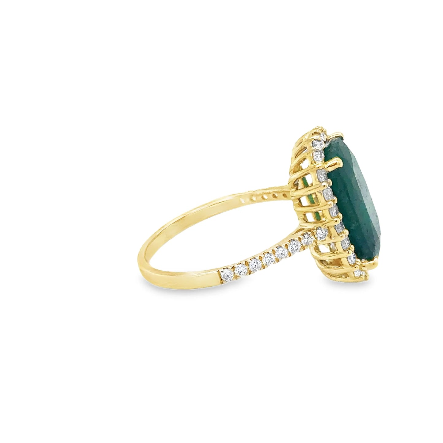 14KT YELLOW GOLD EMERALD AND DIAMONDS RING
