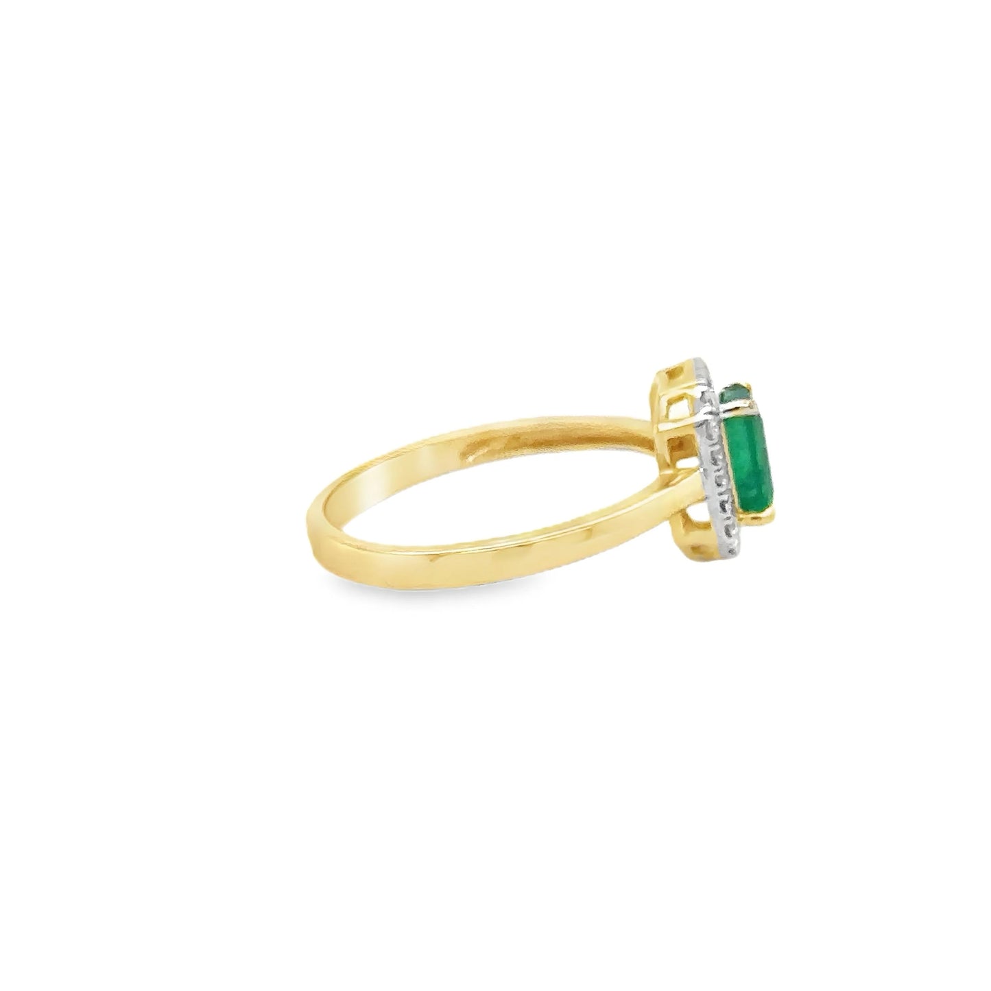 14KT YELLOW GOLD EMERALD AND DIAMONDS RING