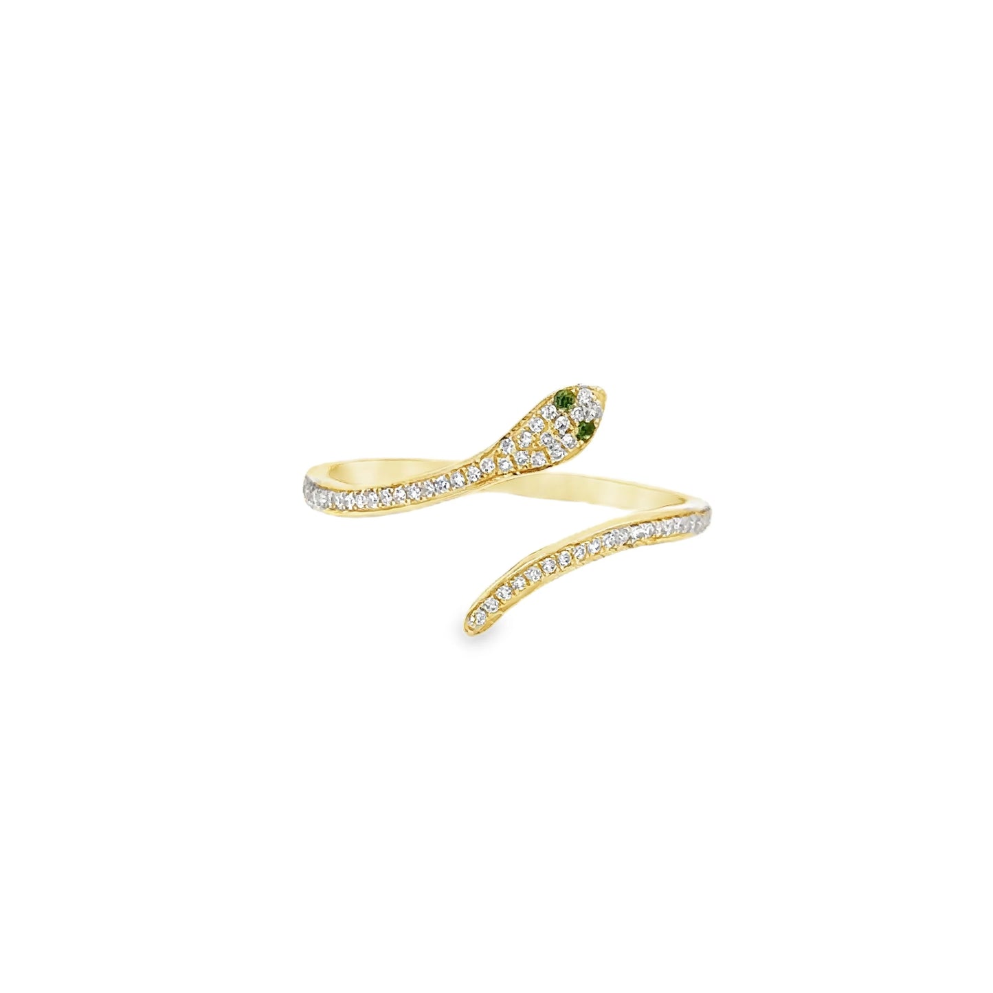 14KT YELLOW GOLD EMERALD DIAMOND SNAKE RING