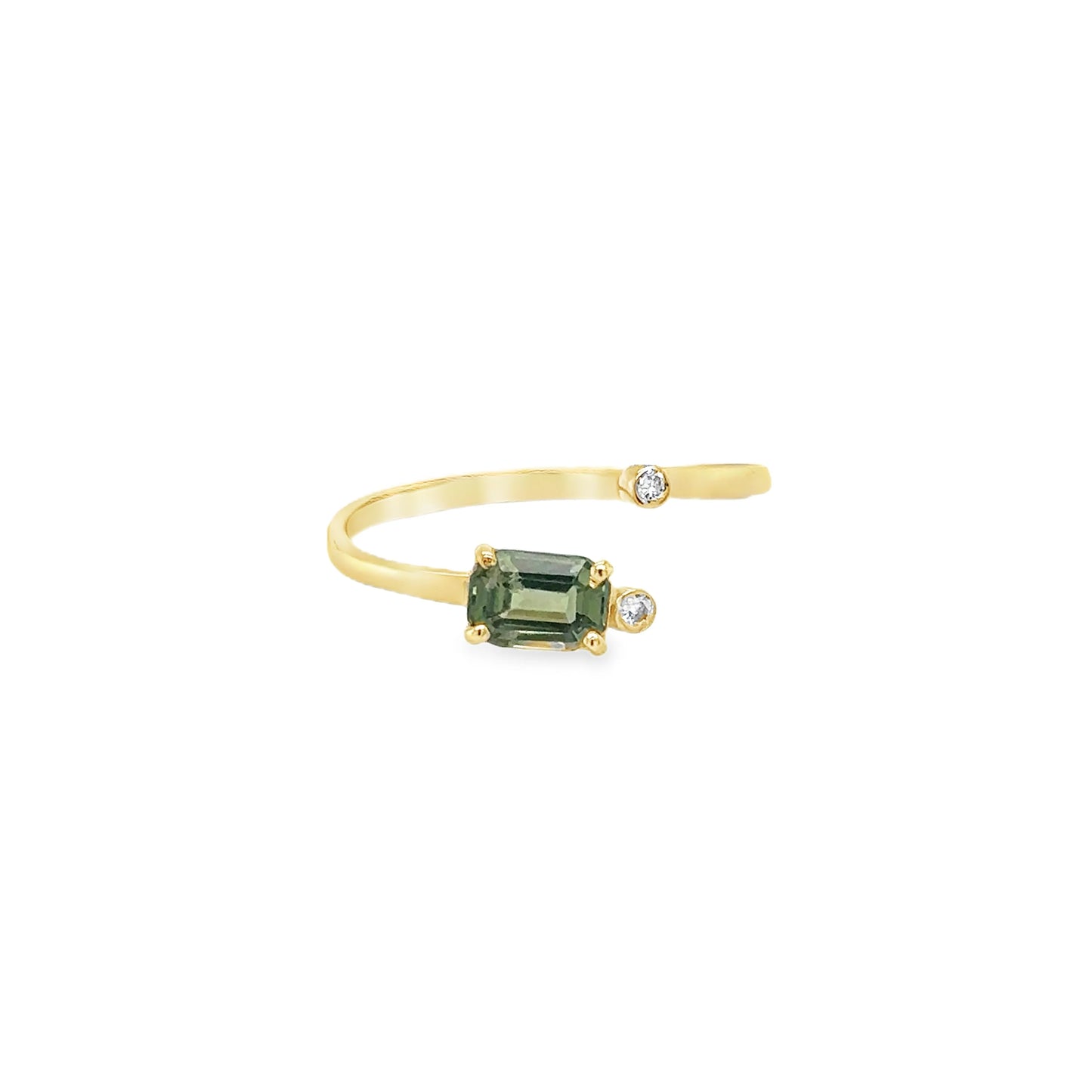 14KT YELLOW GOLD GREEN SAPPHIRE AND DIAMOND RING