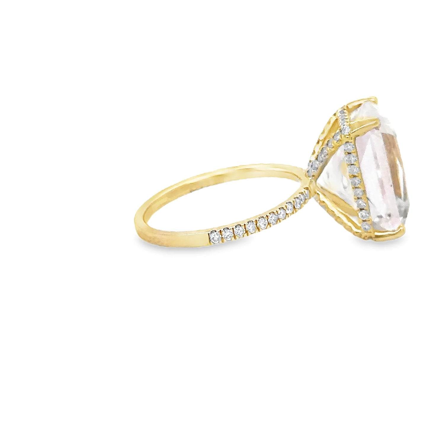 14KT YELLOW GOLD KUNZITE AND DIAMONDS RING
