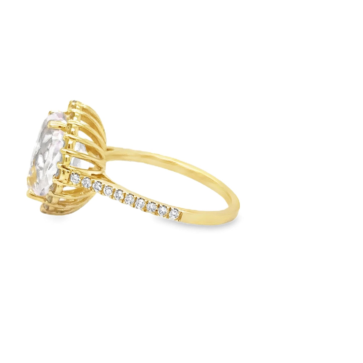 14KT YELLOW GOLD KUNZITE AND DIAMONDS RING