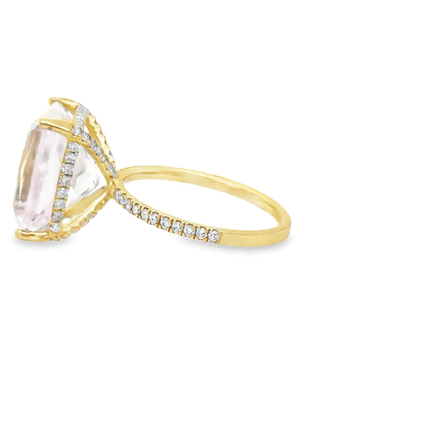 14KT YELLOW GOLD KUNZITE AND DIAMONDS RING