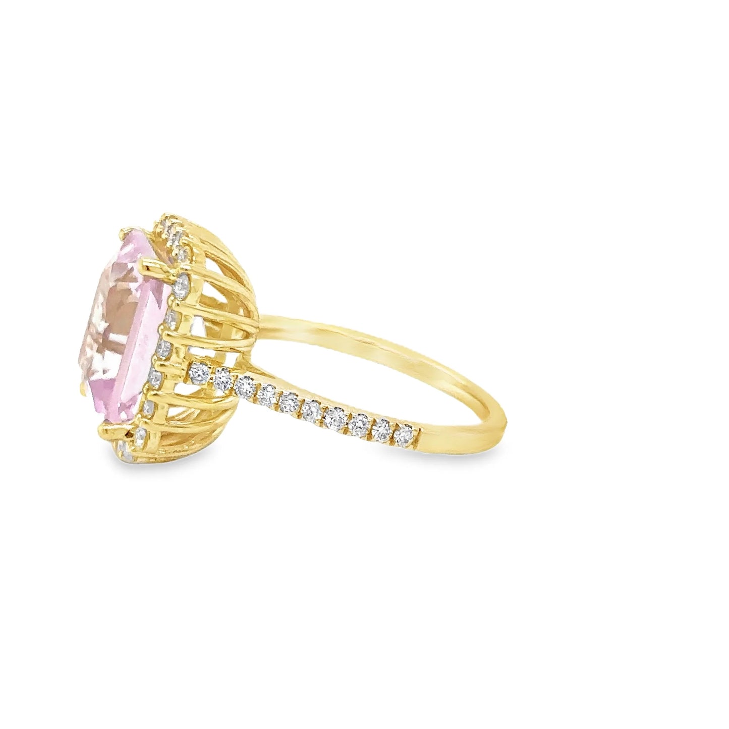 14KT YELLOW GOLD KUNZITE AND DIAMONDS RING