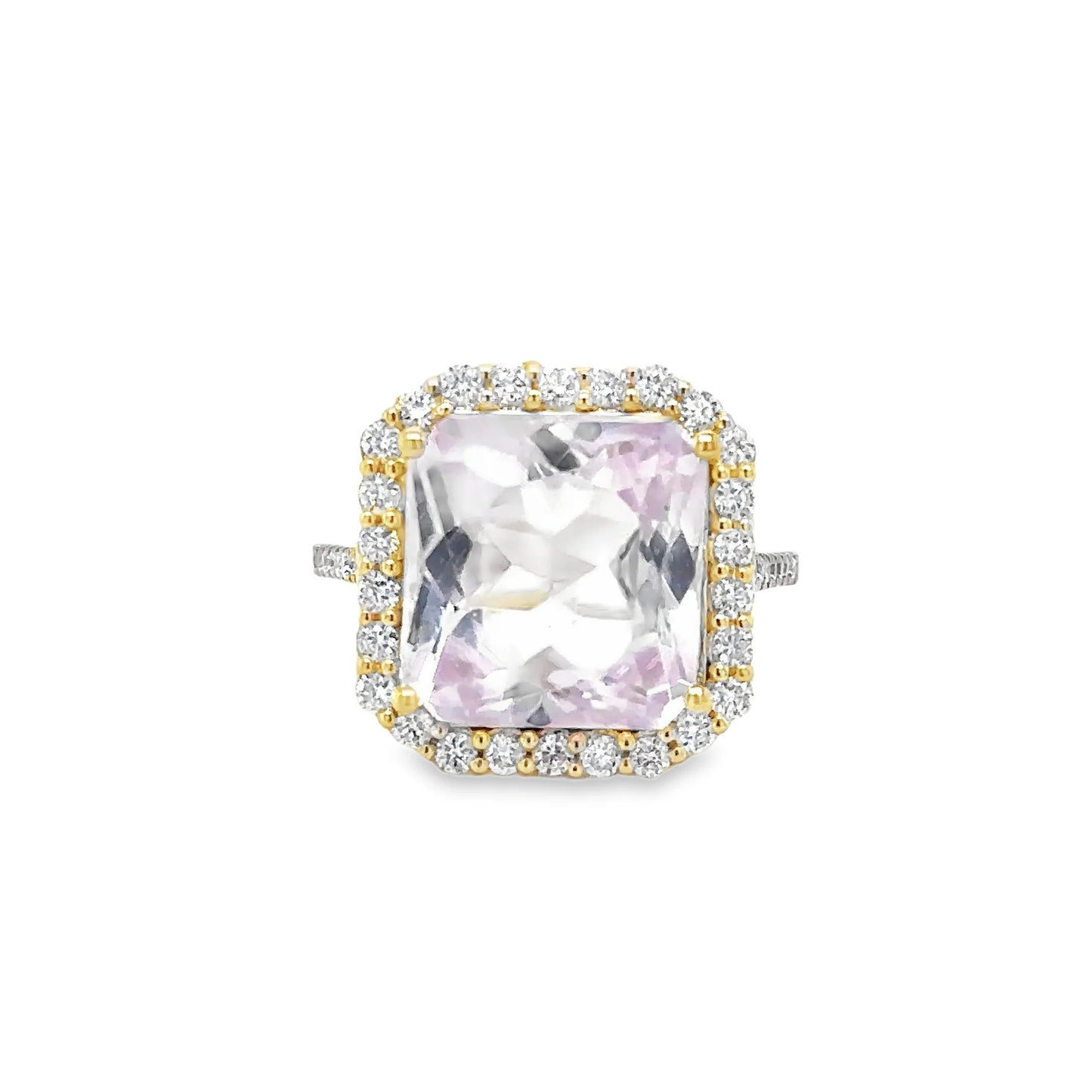 14KT YELLOW GOLD KUNZITE AND DIAMONDS RING