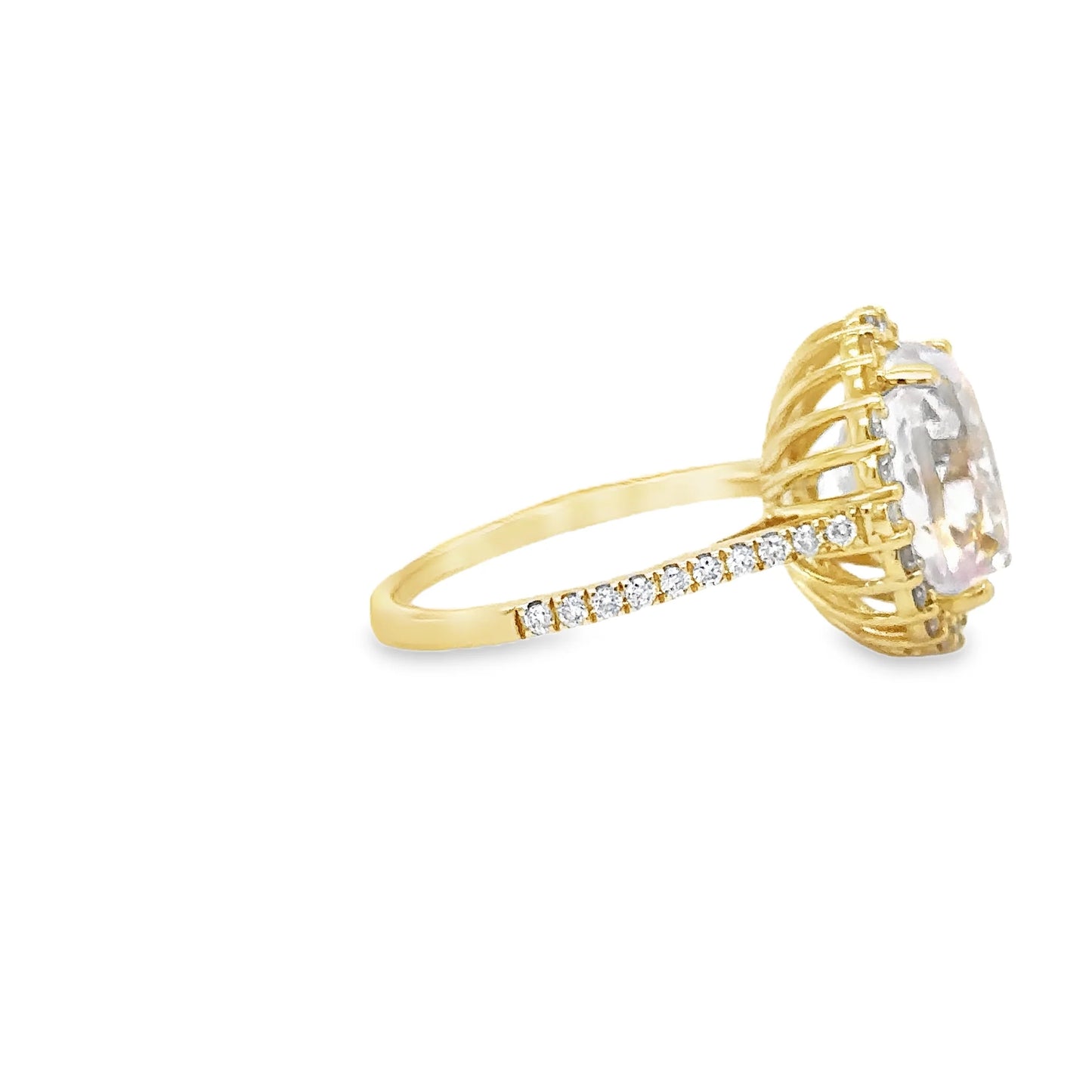 14KT YELLOW GOLD KUNZITE AND DIAMONDS RING